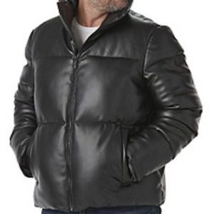Sean John Men's Faux-Leather Puffer Jacket XL